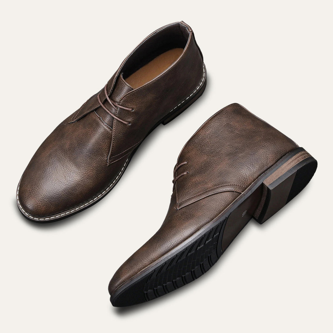 Mens Leather Lace-Up Ankle Boots Street Style