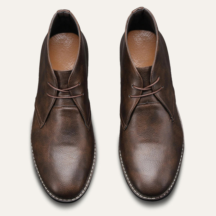 Mens Leather Lace-Up Ankle Boots Street Style