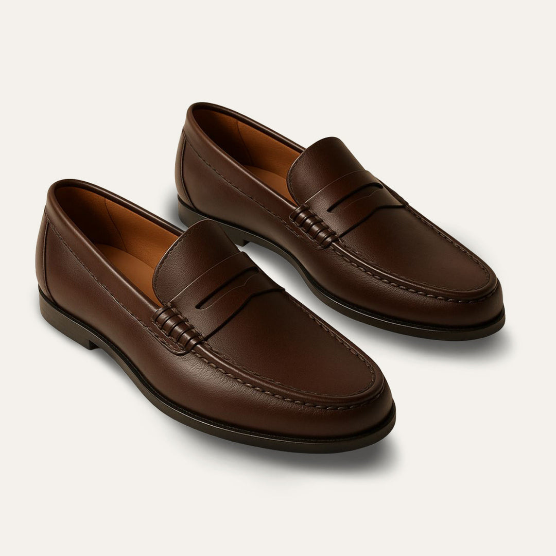 Mens Leather Slip-On Loafers Classic Fit