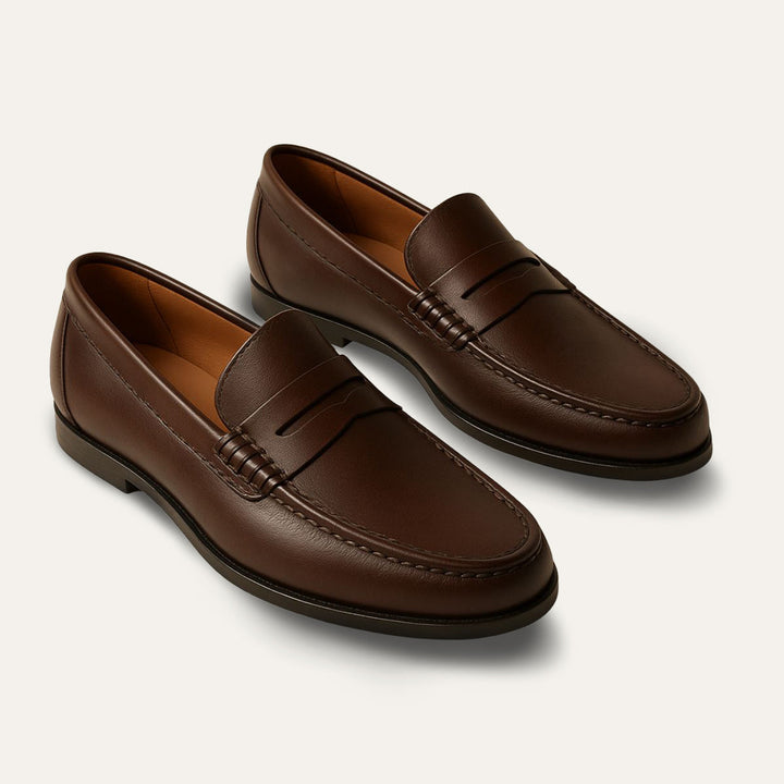 Mens Leather Slip-On Loafers Classic Fit