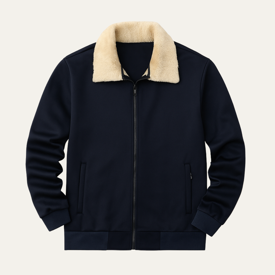 Mens Lambswool Jacket Fleece Lined Fur Collar Winter - BritishMode