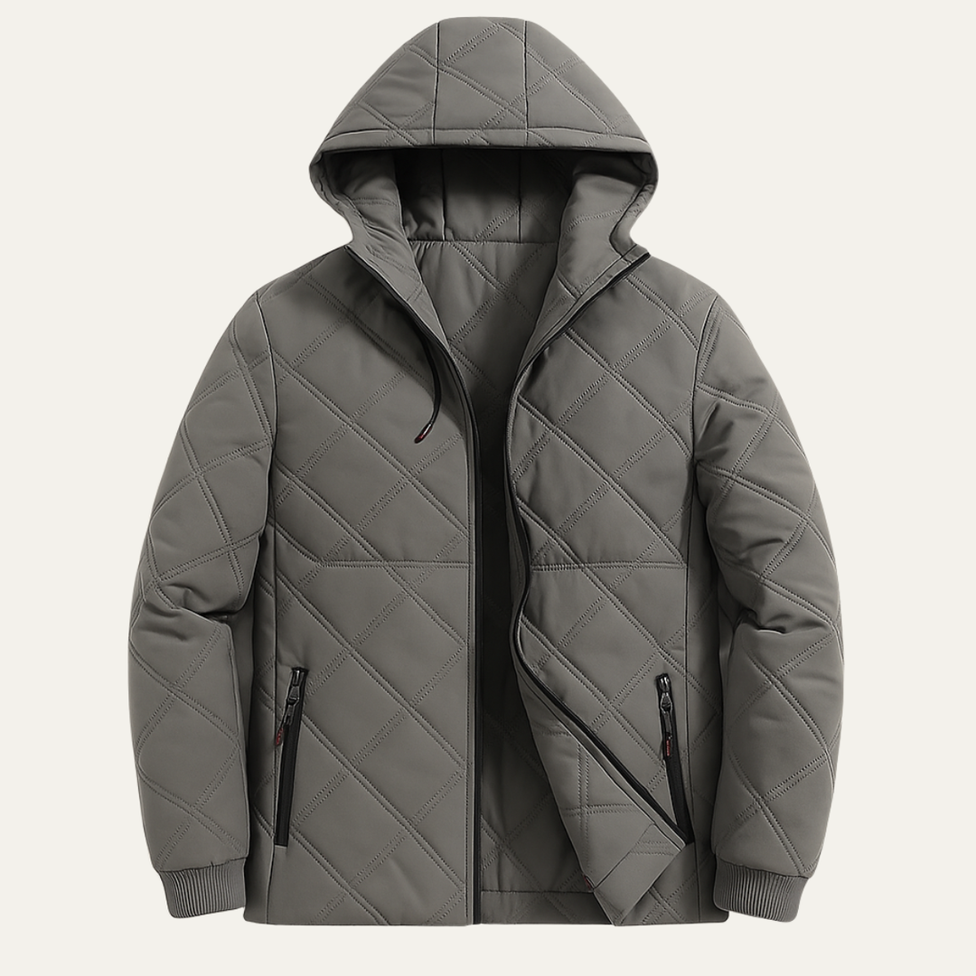 Mens Hooded Overcoat Thick Plush Fleece Lined Warm Fit - BritishMode