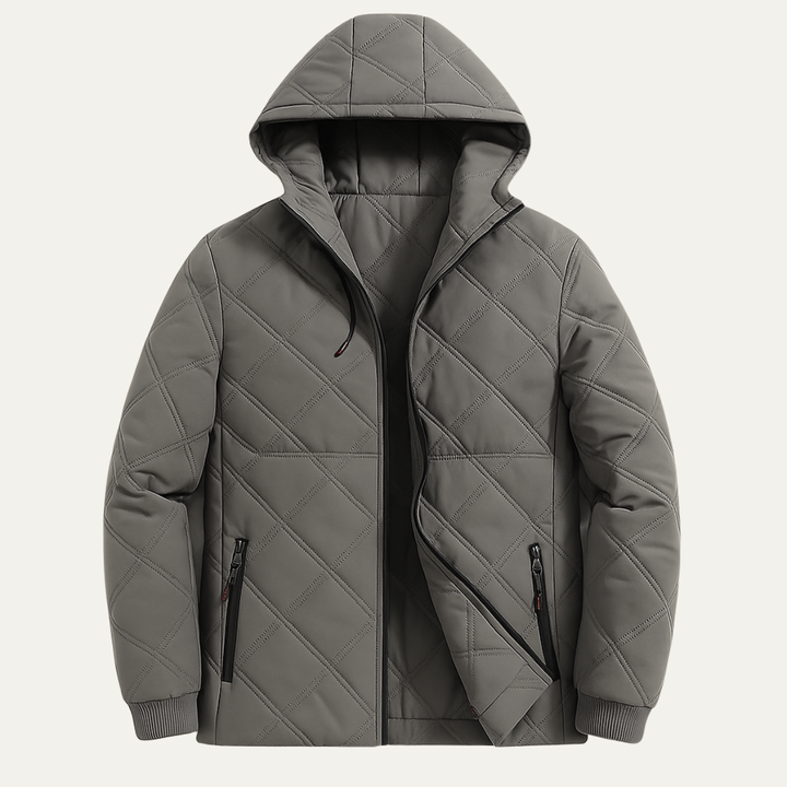 Mens Hooded Overcoat Thick Plush Fleece Lined Warm Fit - BritishMode