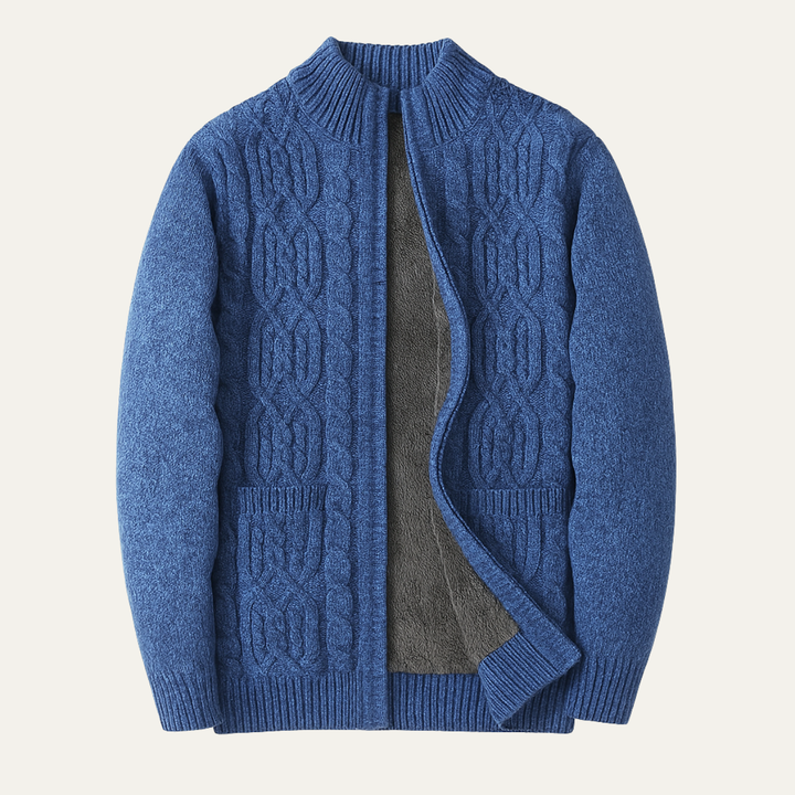 Mens Wool Knit Cardigan Thick Warm Fleece - BritishMode