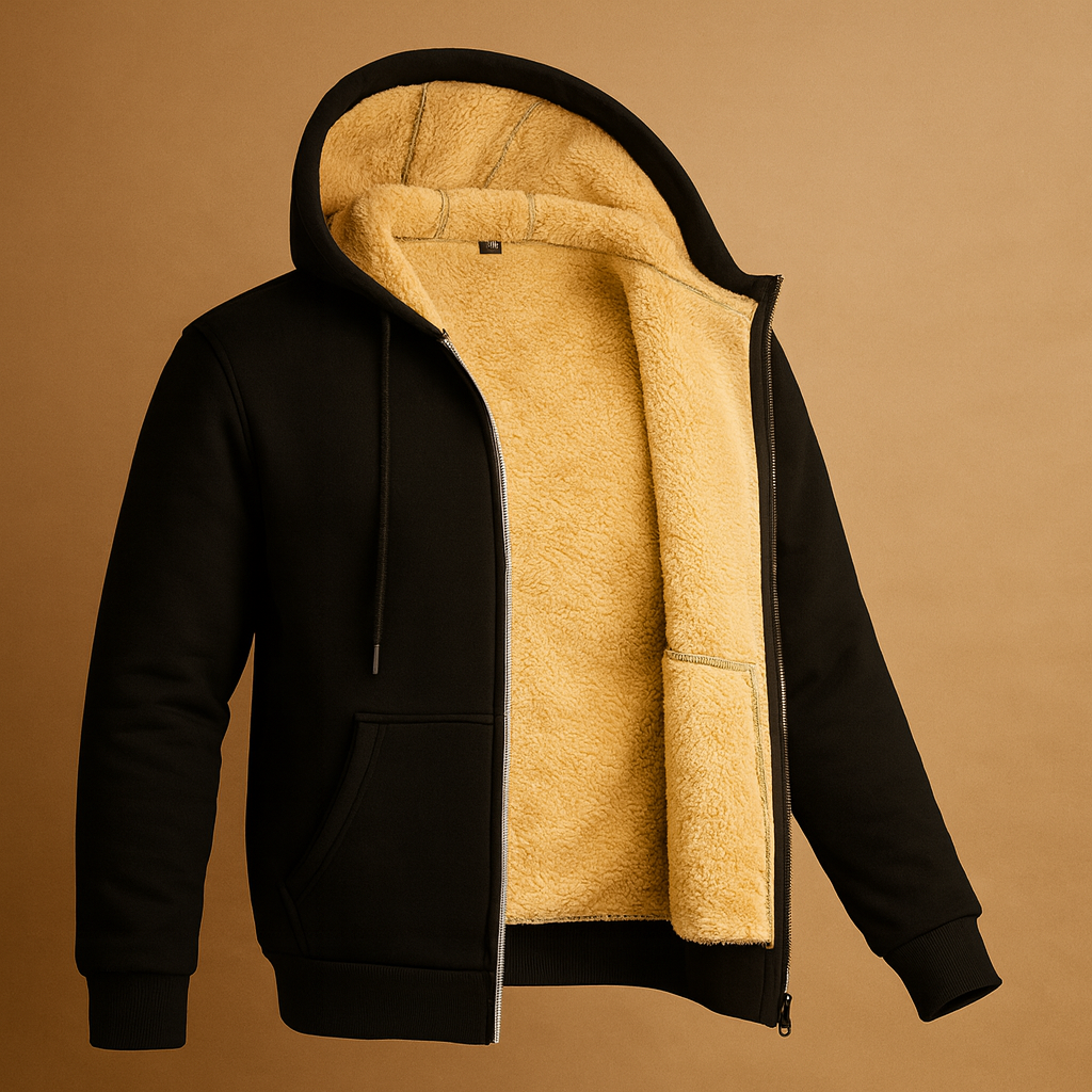 Mens Hooded Jacket Fleece Lined Warm Fit