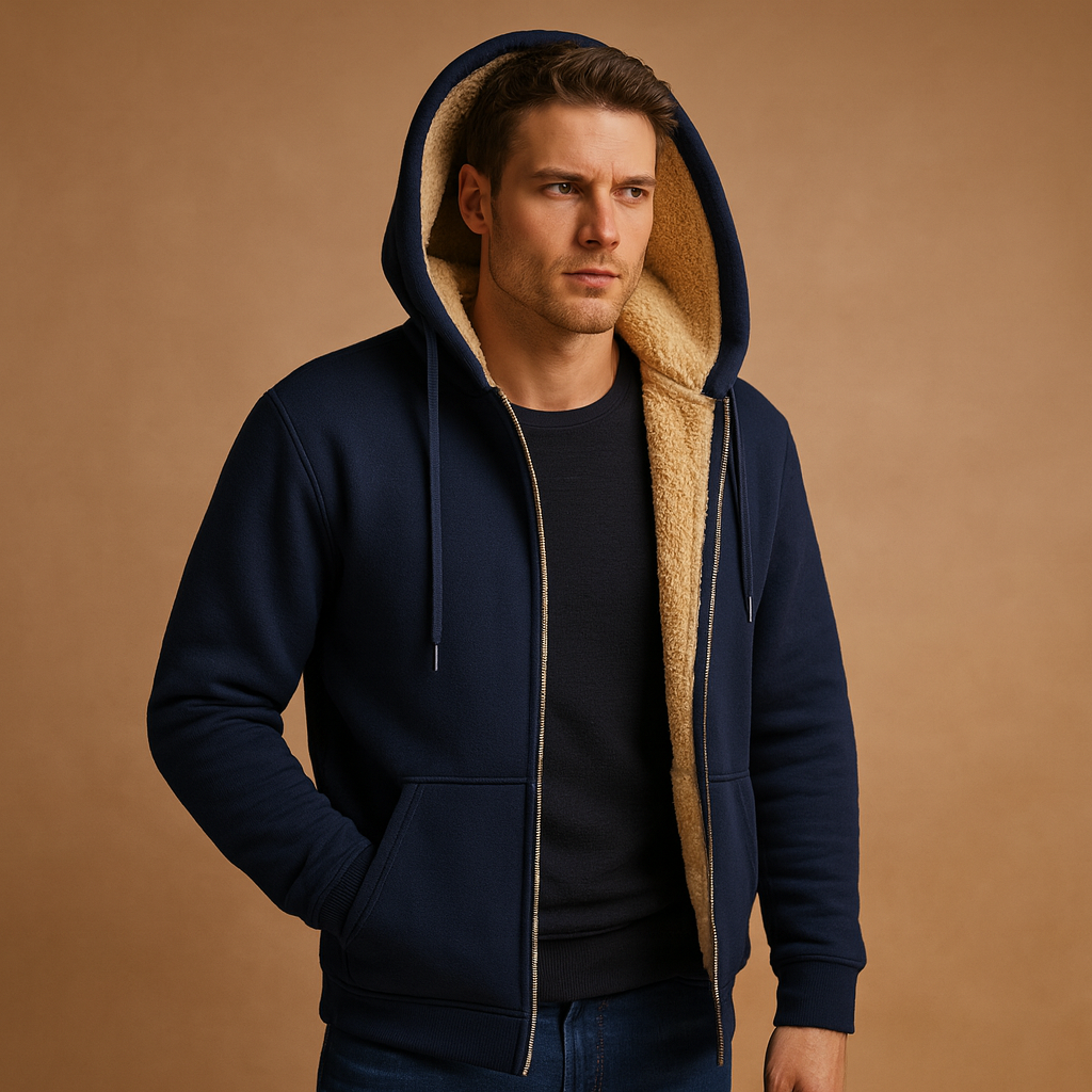 Mens Hooded Jacket Fleece Lined Warm Fit - BritishMode