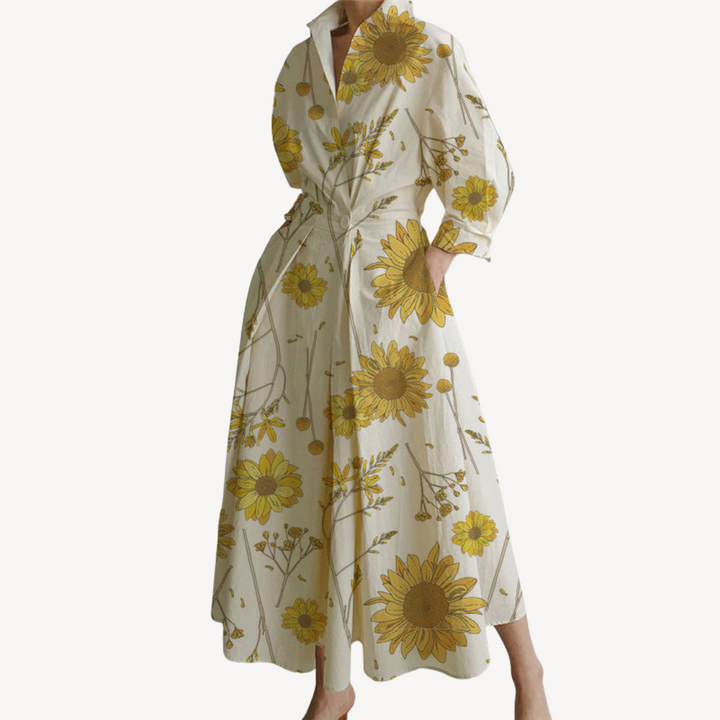 Womens Shirt Dress Cotton Linen Blend Relaxed Fit