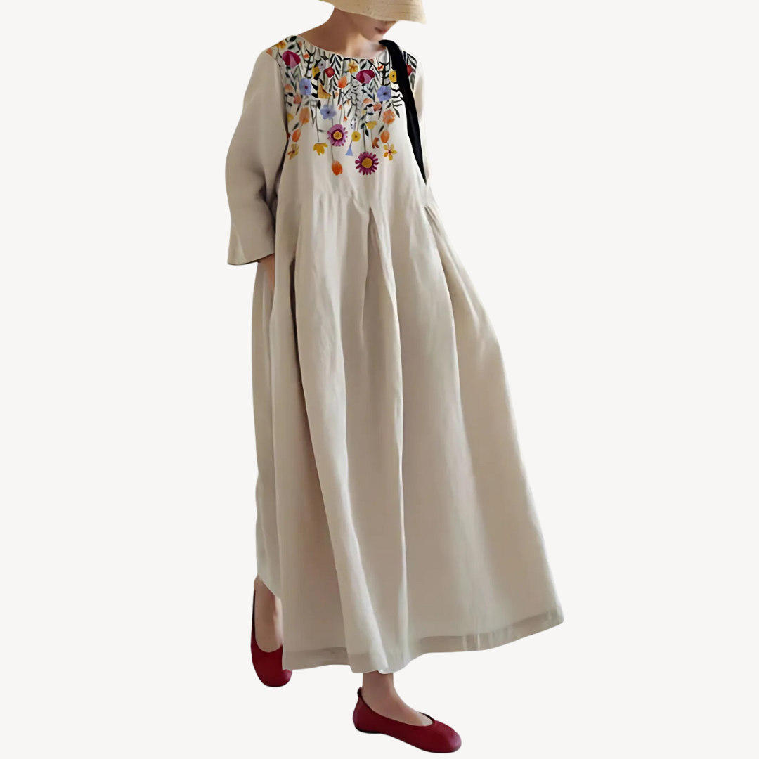 Womens Linen Maxi Dress Casual Loose Fit with Pockets