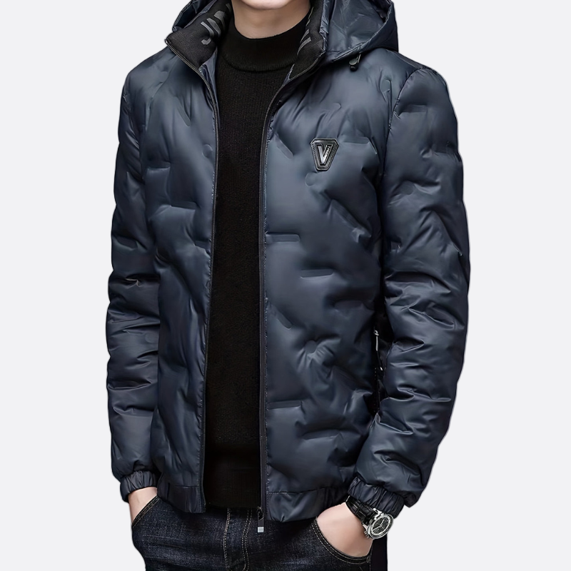 Mens Leather Jacket with Fur Lining and Zip Closure