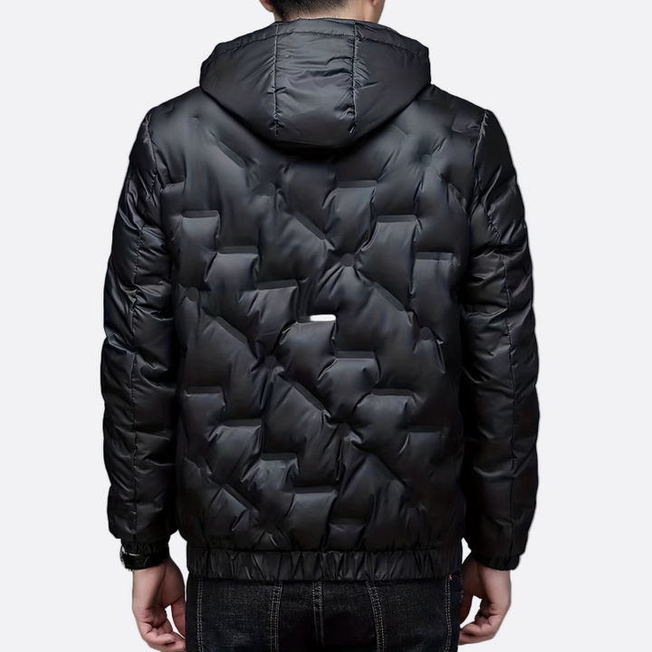 Mens Leather Jacket with Fur Lining and Zip Closure