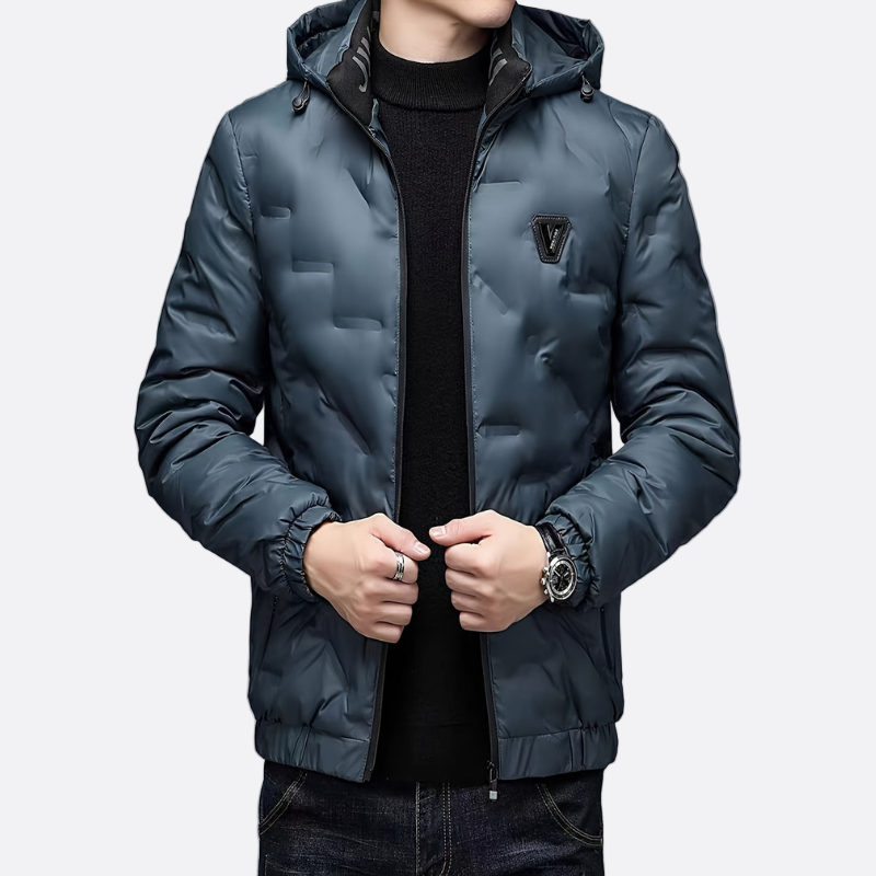 Mens Leather Jacket with Fur Lining and Zip Closure