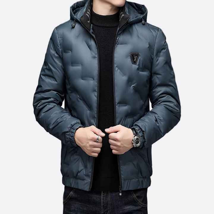 Mens Leather Jacket with Fur Lining and Zip Closure