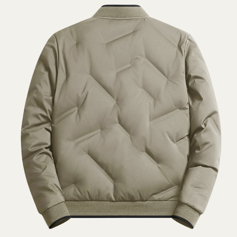 Mens Quilted Bomber Jacket Ribbed Collar
