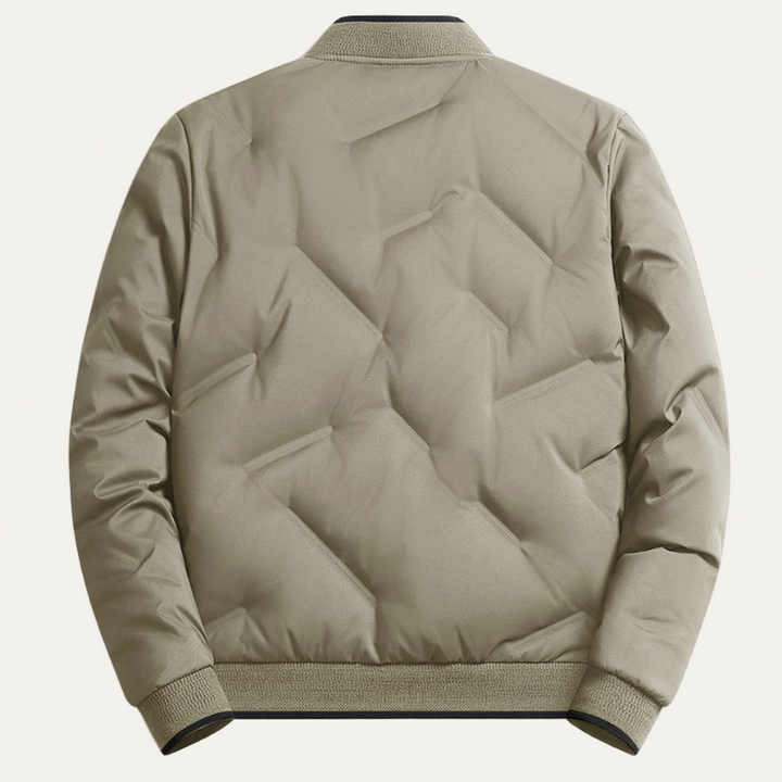 Mens Quilted Bomber Jacket Ribbed Collar