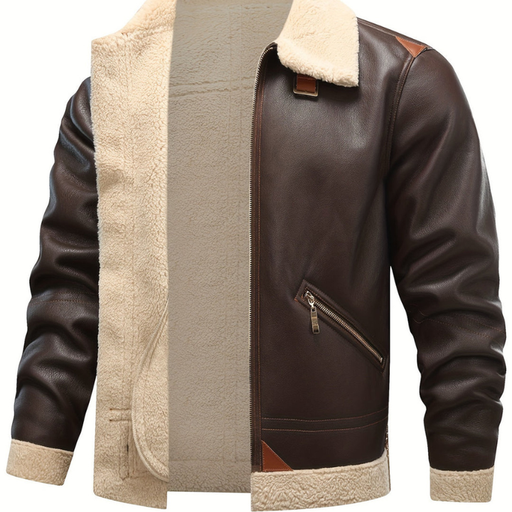 Mens Aviator Jacket with Shearling Collar
