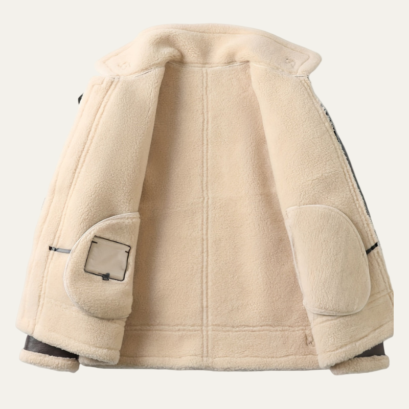 Mens Flight Jacket Shearling with Fleece Collar