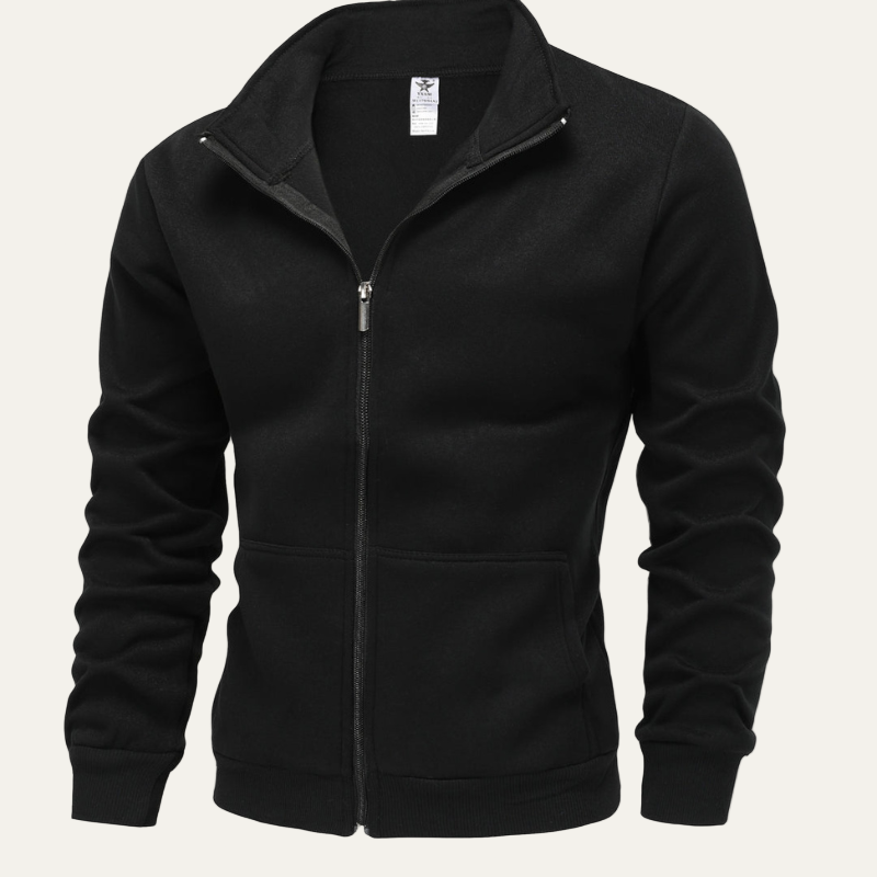 Mens Track Jacket Stand Collar Zip Front