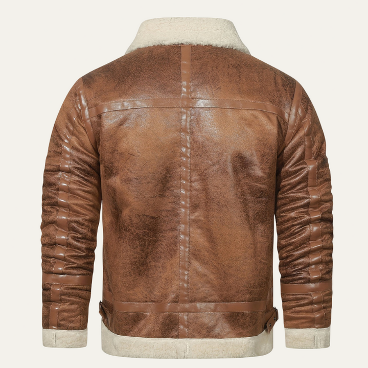 Mens Bomber Jacket with Shearling Trim Classic Fit