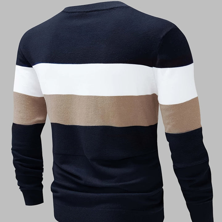 Mens Sweater Knit Chest Stripe Regular Fit
