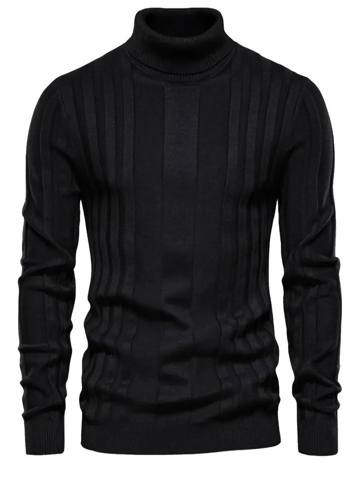 Mens Turtleneck Sweater Ribbed Panel Knit