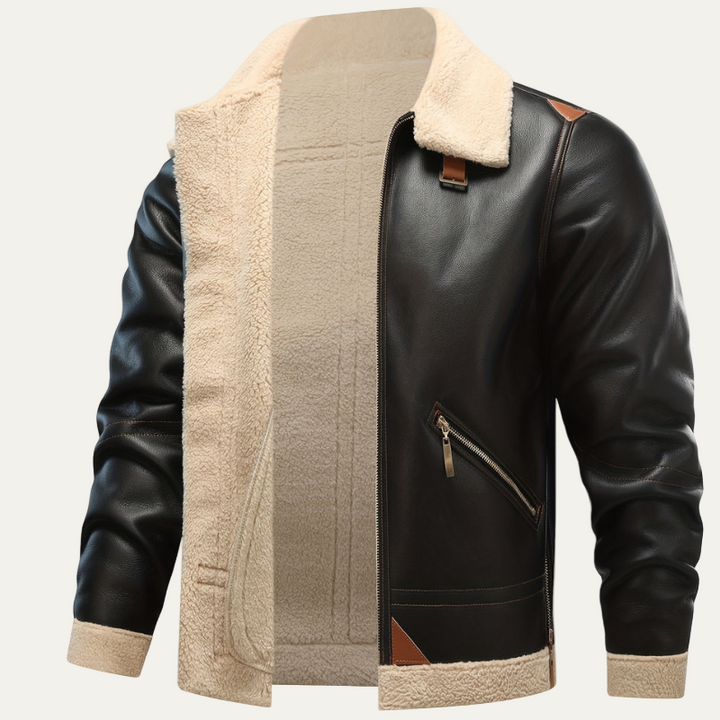 Mens Aviator Jacket with Shearling Collar
