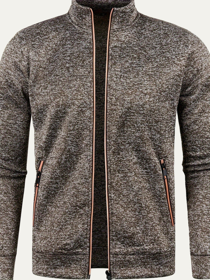Mens Fleece Jacket Stand Collar Casual Fit