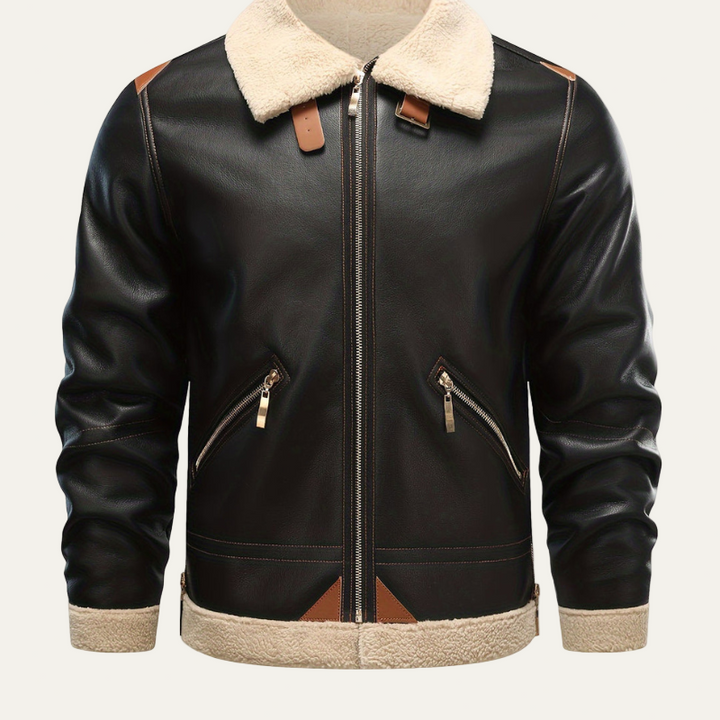 Mens Aviator Jacket with Shearling Collar