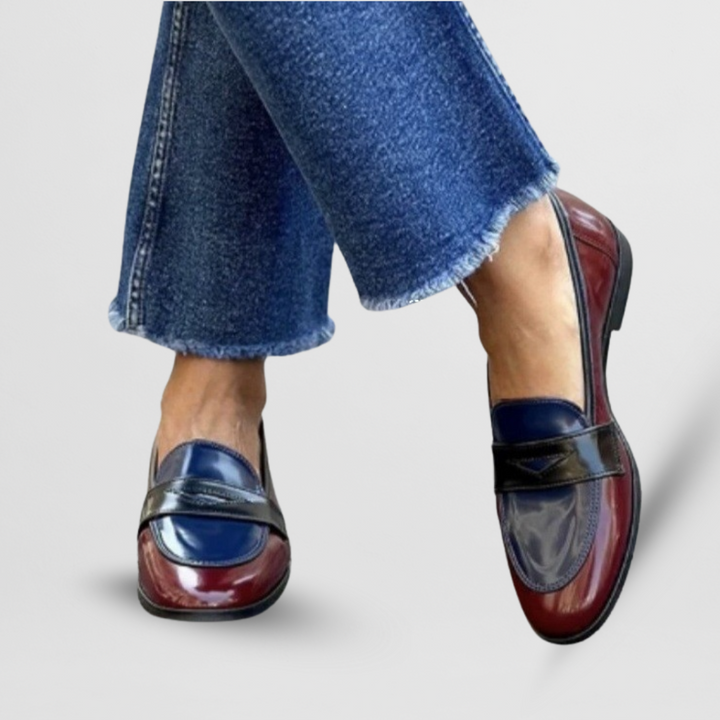 Womens Penny Loafer Shoes Patent Leather Round Toe Flat