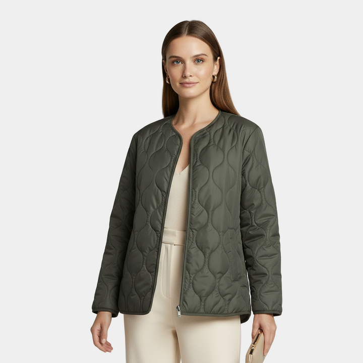 Womens Slim Fit Padded Jacket with Zip Closure