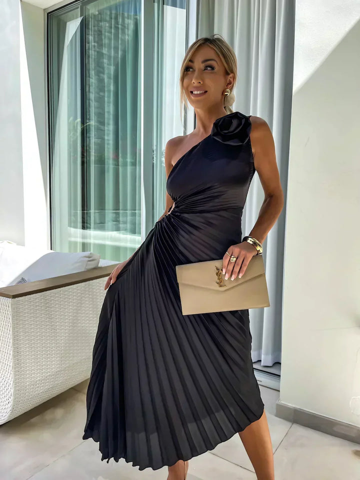 Womens Cold Shoulder Dress with Ruffles Chic Style