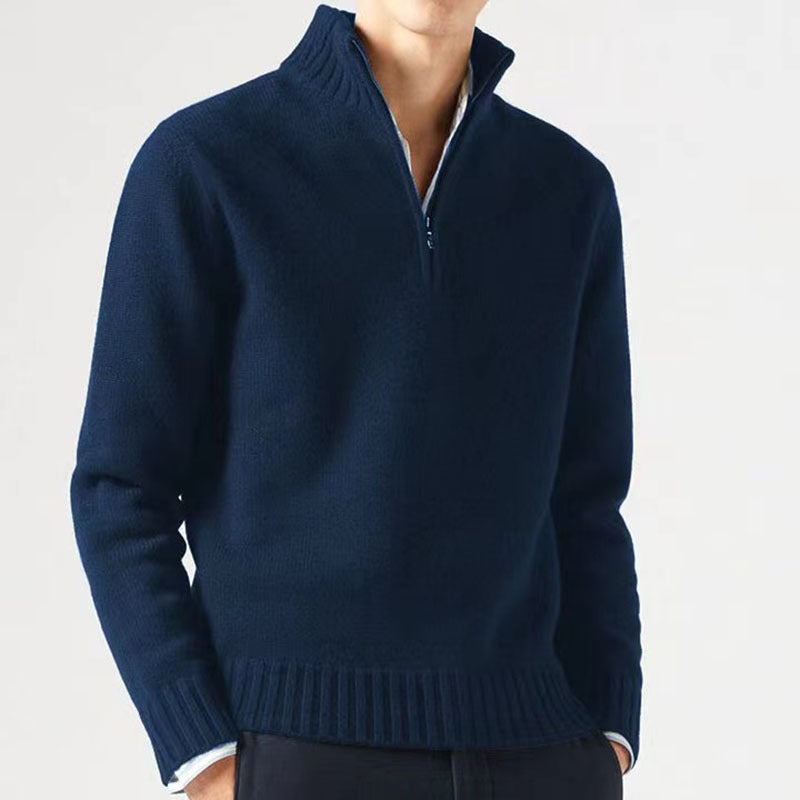 Mens Quarter Zip Sweater Wool Blend Cozy Fit