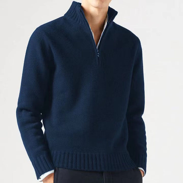 Mens Quarter Zip Sweater Wool Blend Cozy Fit