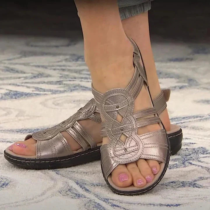 Womens Flat Sandals Strappy Upper Cushioned Sole