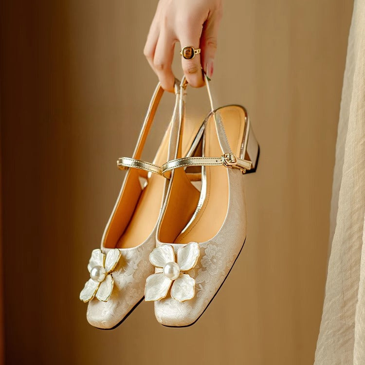 Womens Slingback Pumps Leather Pointed Toe
