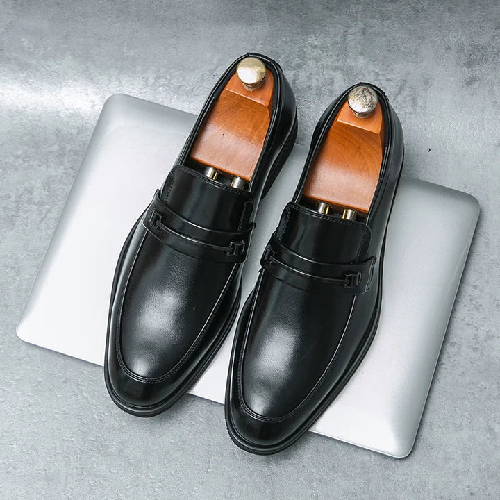 Mens Leather Loafers Slip-On Classic Fit