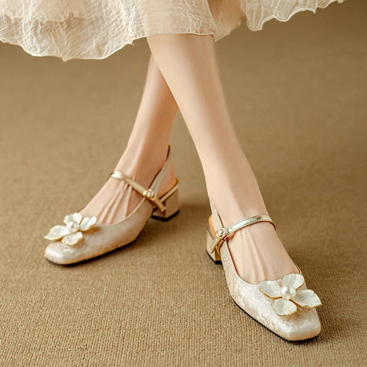 Womens Slingback Pumps Leather Pointed Toe