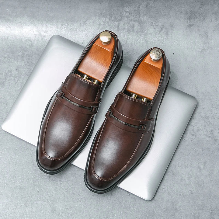 Mens Leather Loafers Slip-On Classic Fit