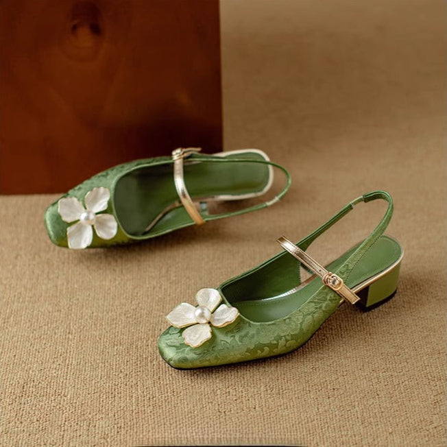 Womens Slingback Pumps Leather Pointed Toe