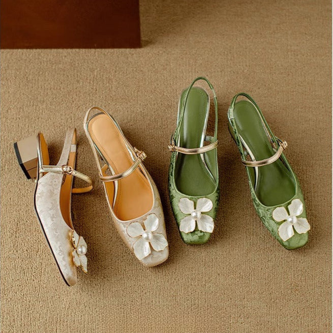 Womens Slingback Pumps Leather Pointed Toe