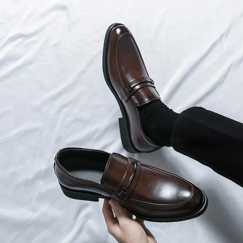 Mens Leather Loafers Slip-On Classic Fit
