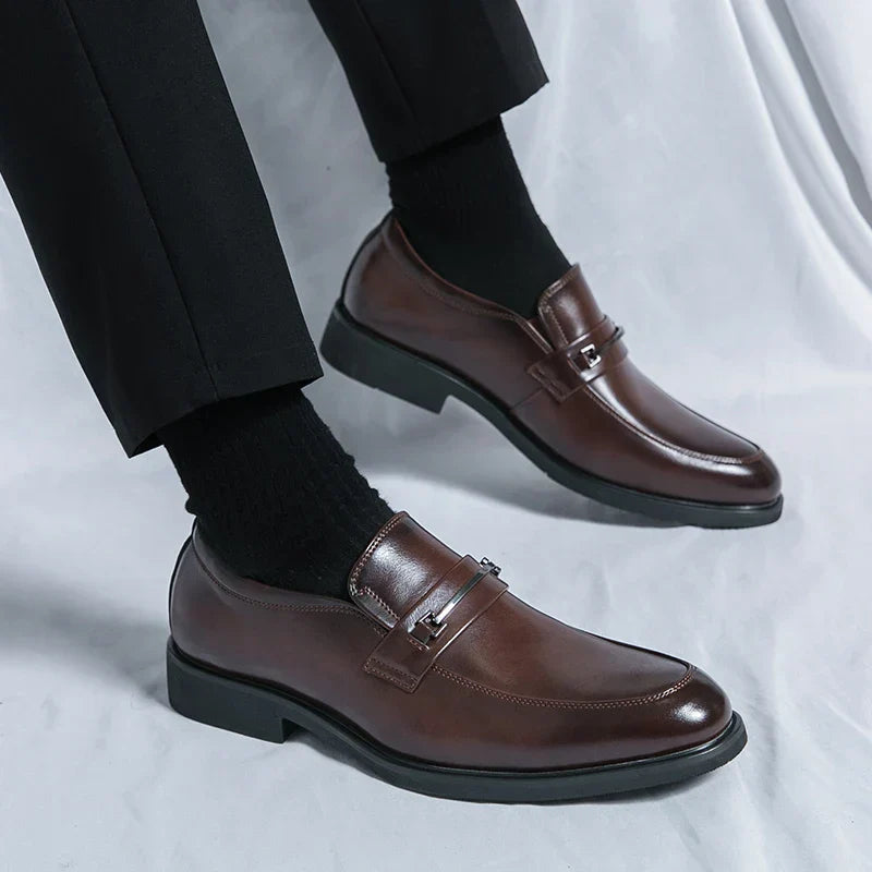 Mens Leather Loafers Slip-On Classic Fit