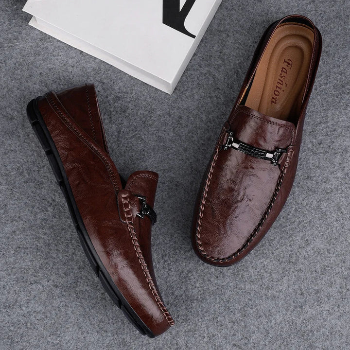 Mens Leather Loafers Slip-On Classic Fit