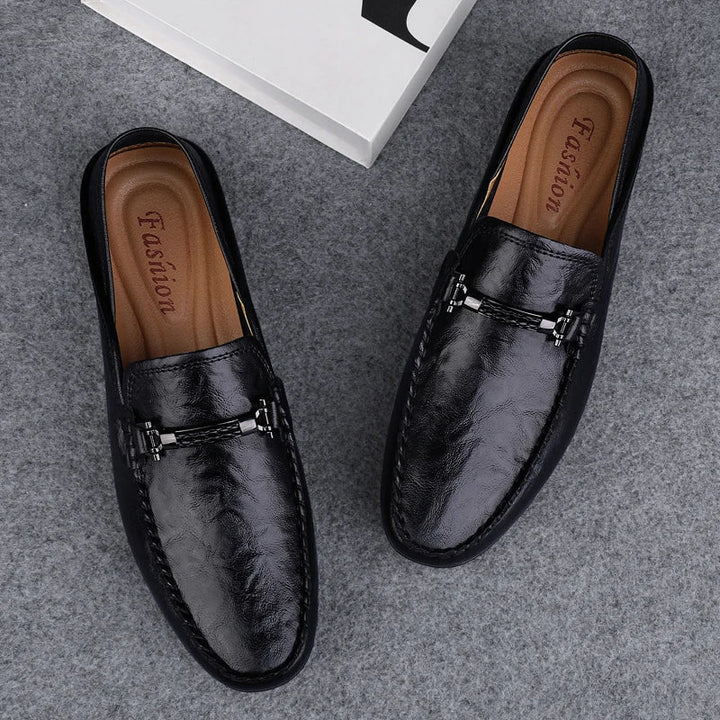 Mens Leather Loafers Slip-On Classic Fit