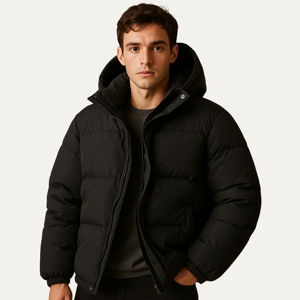 Mens Puffer Jacket with Hood Contemporary Fit - BritishMode