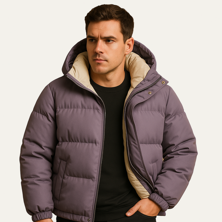 Mens Puffer Jacket with Hood Contemporary Fit