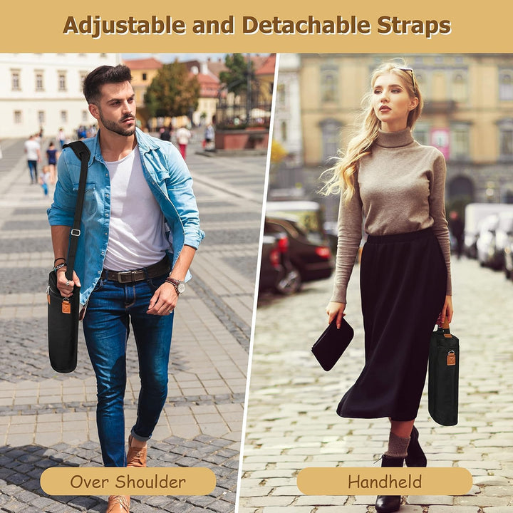 Insulated Dual Wine Bottle Carrier Bag with Adjustable Strap