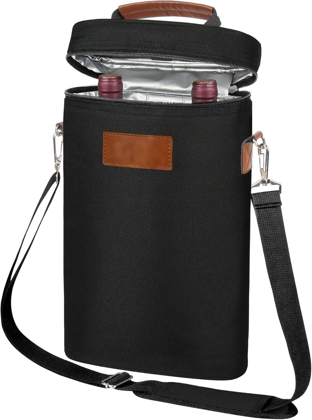 Insulated Dual Wine Bottle Carrier Bag with Adjustable Strap - BritishMode