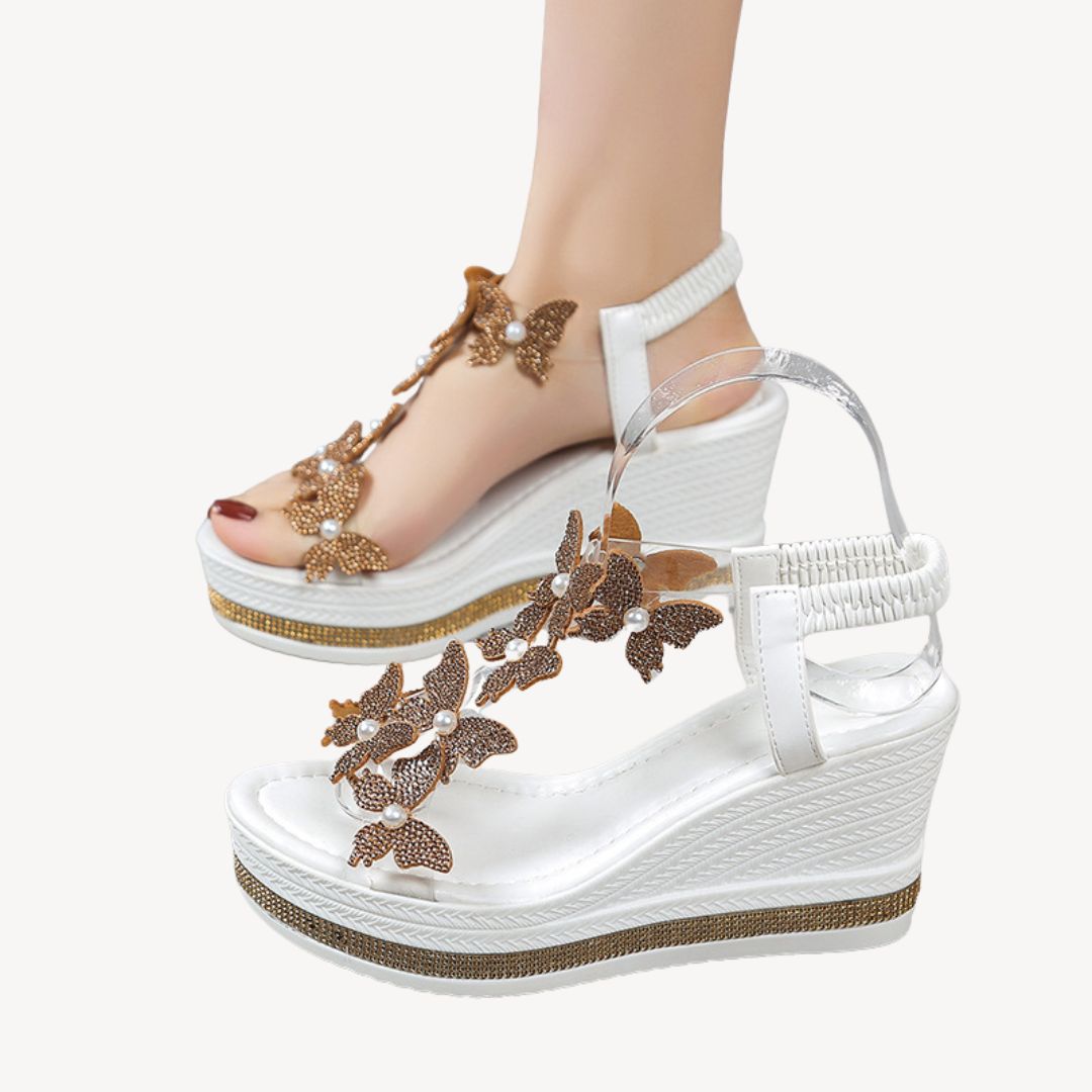 Womens Orthopedic Wedge Sandals Floral Clear Strap