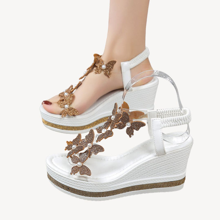 Womens Orthopedic Wedge Sandals Floral Clear Strap