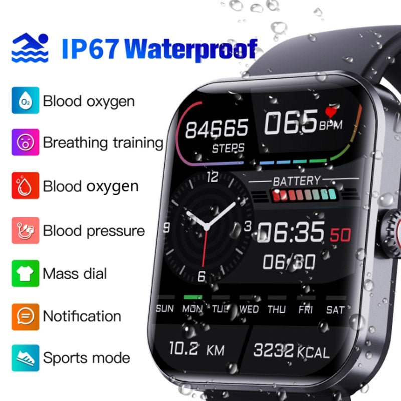 Unisex Smartwatch with Blood Sugar Monitoring and Health Tracking